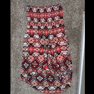 Shirred strapless high low dress